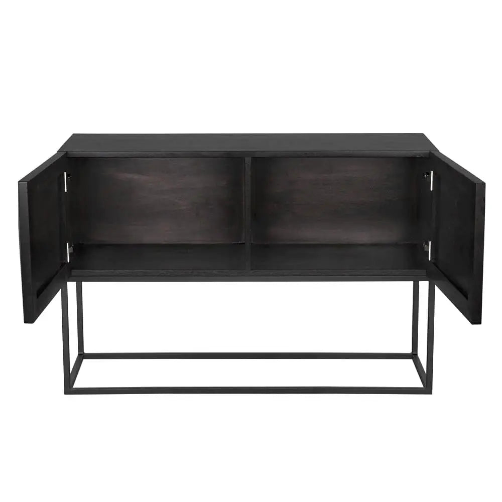 Noir Small Zurich Console, Ebony Walnut With Steel