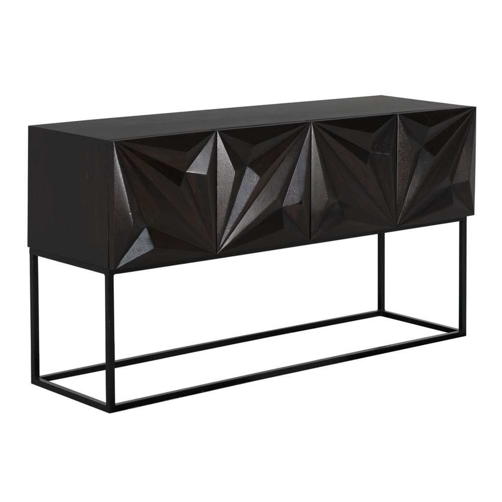 Noir Zurich Console, Ebony Walnut With Steel