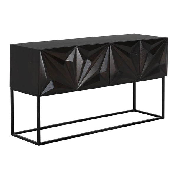 Noir Zurich Console, Ebony Walnut With Steel
