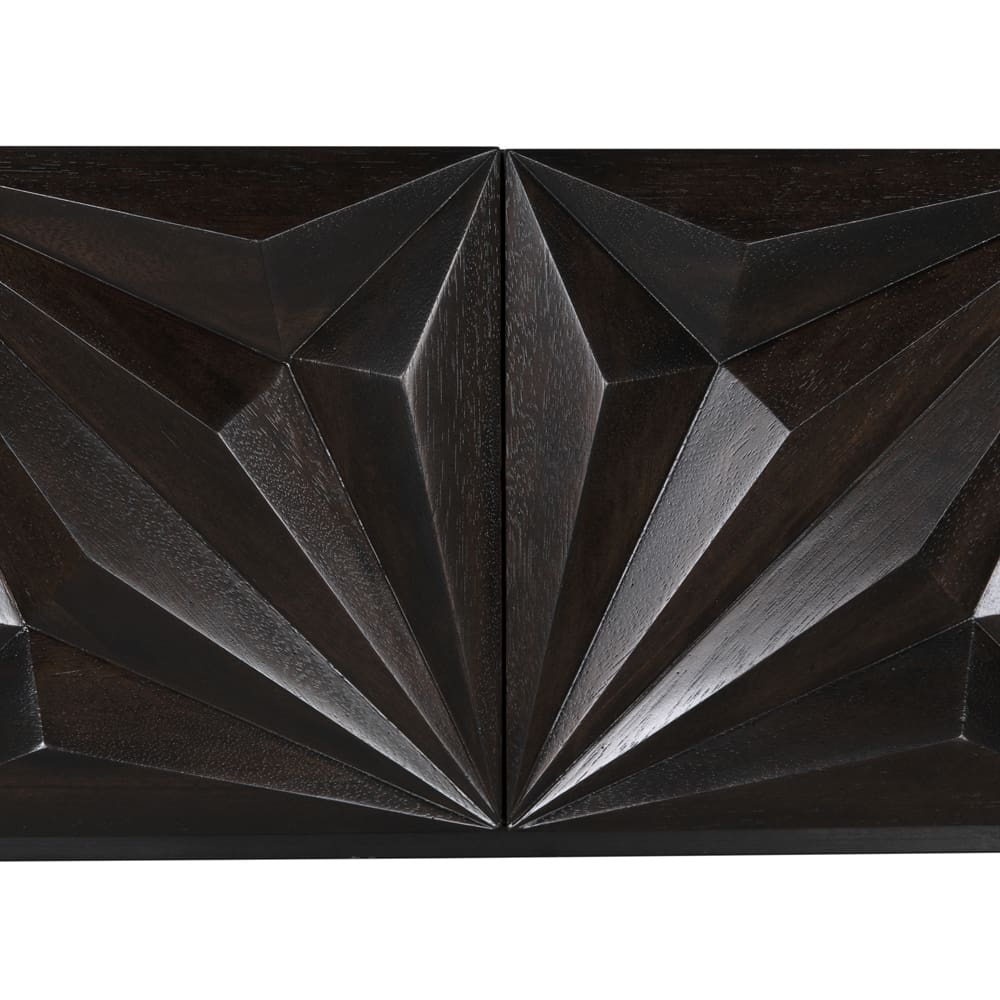 Noir Zurich Console, Ebony Walnut With Steel