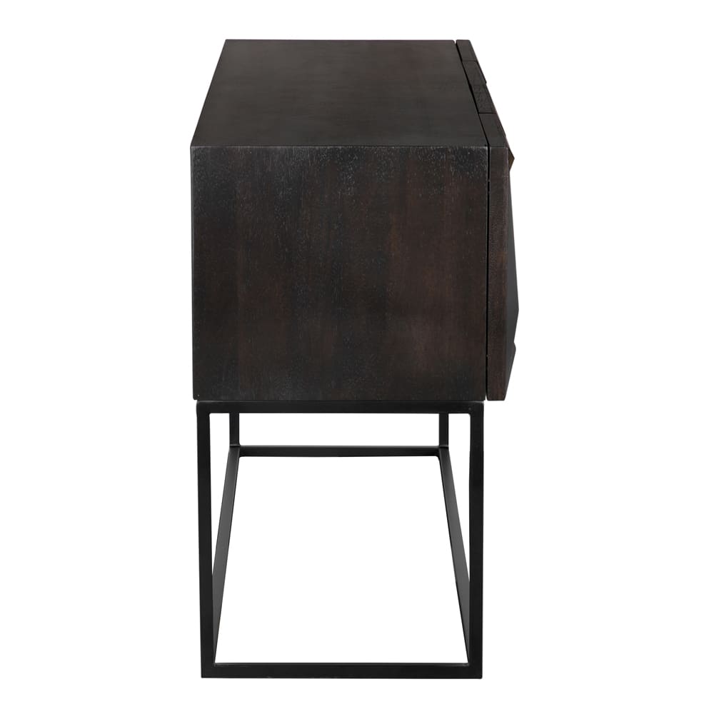 Noir Zurich Console, Ebony Walnut With Steel
