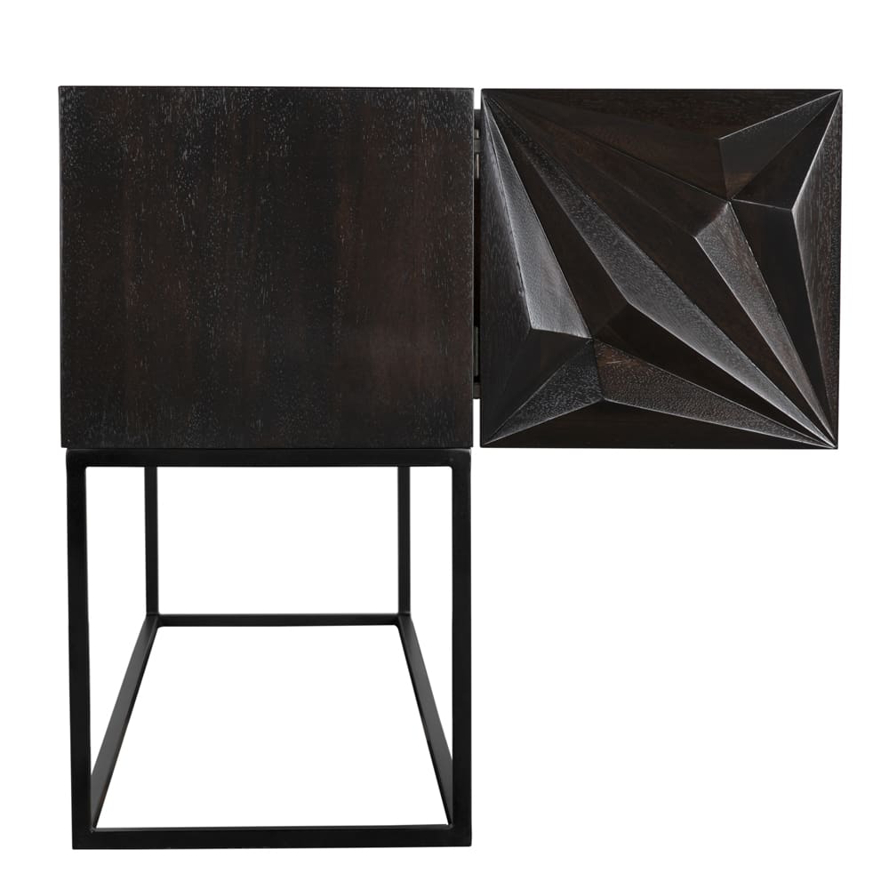 Noir Zurich Console, Ebony Walnut With Steel