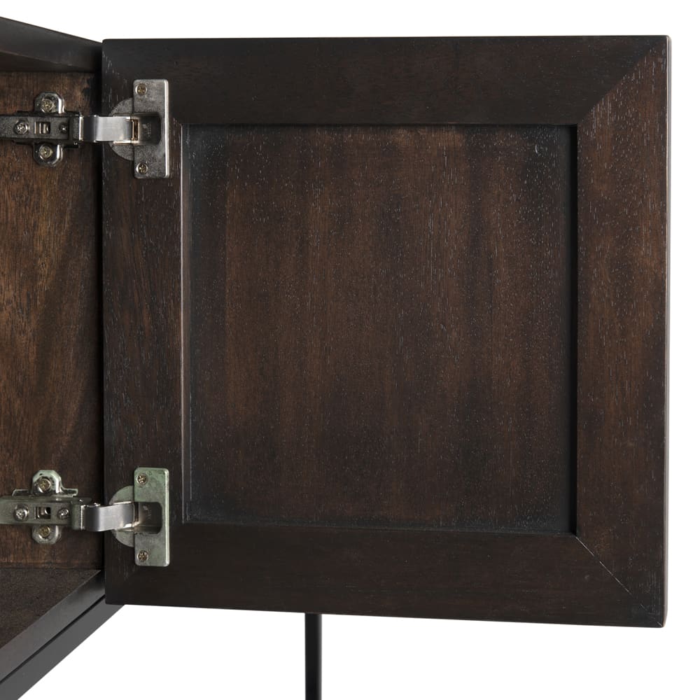 Noir Zurich Console, Ebony Walnut With Steel