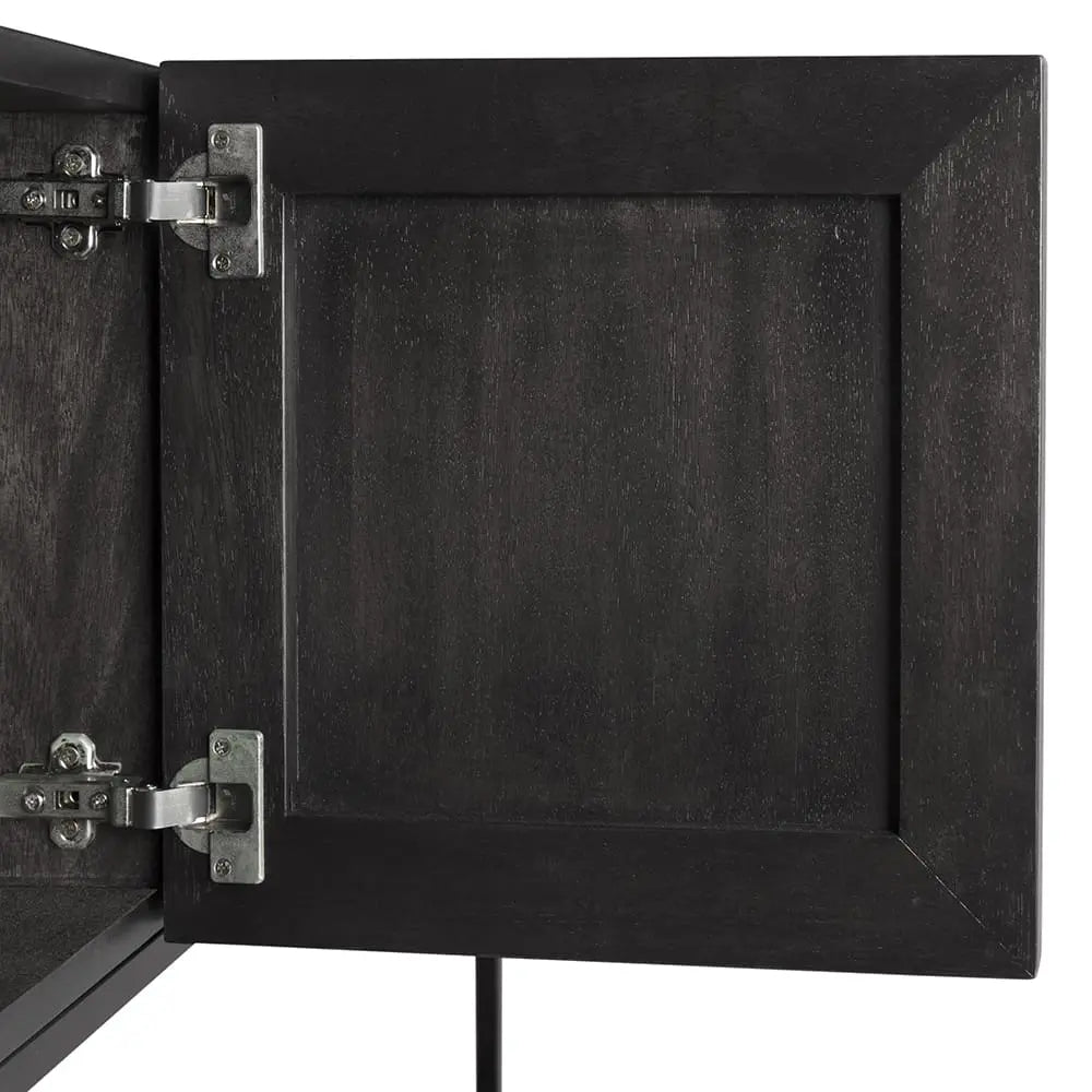 Noir Zurich Console, Ebony Walnut With Steel