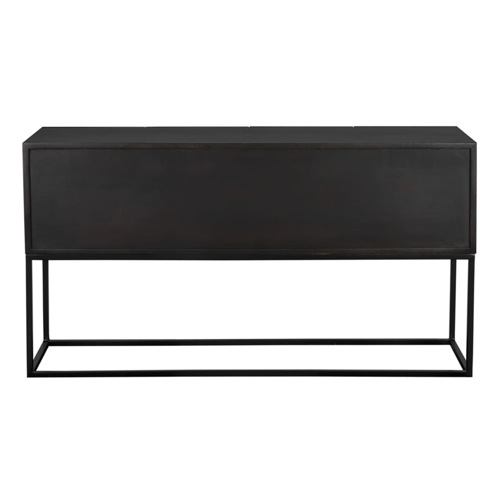 Noir Zurich Console, Ebony Walnut With Steel