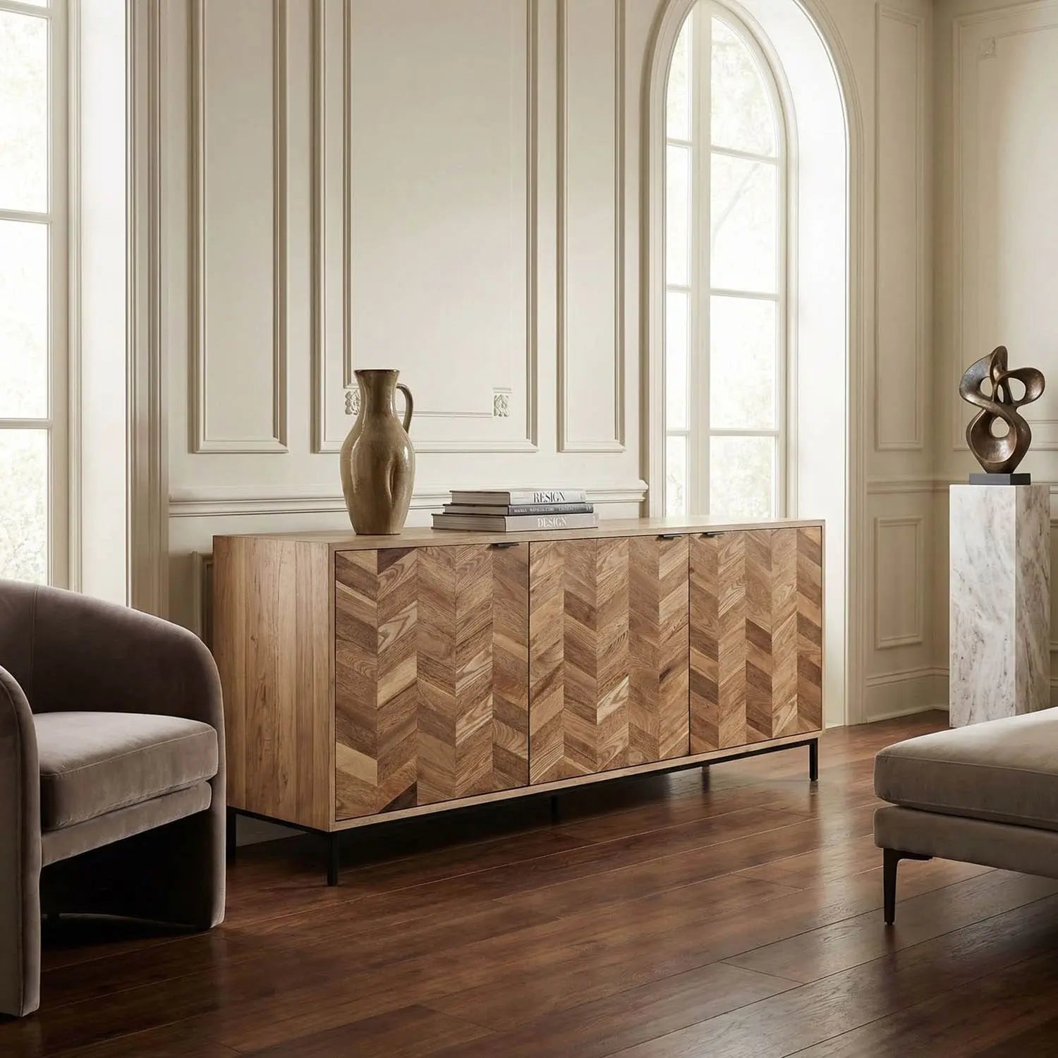 Noir Herringbone Sideboard