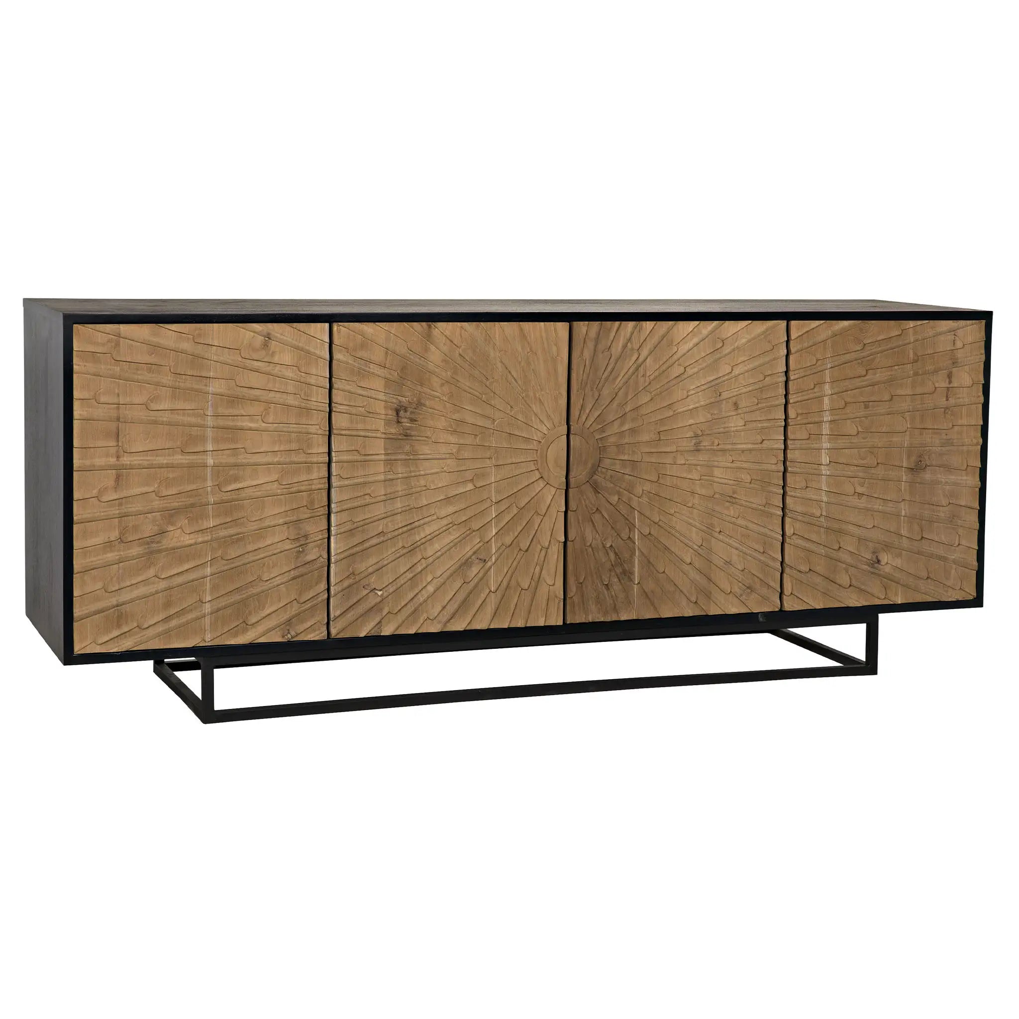 Noir Ra Sideboard, Hand Rubbed Black With Teak