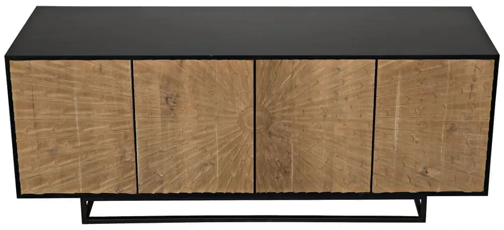 Noir Ra Sideboard, Hand Rubbed Black With Teak