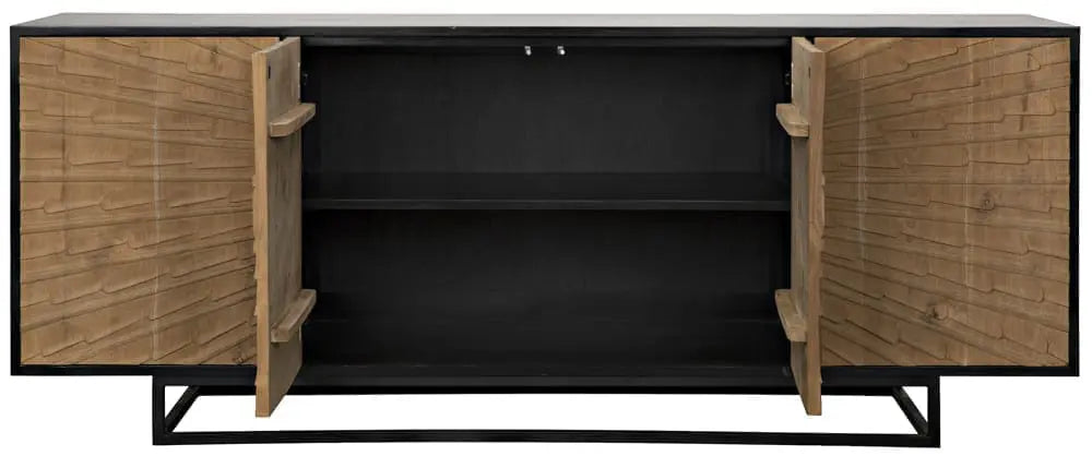 Noir Ra Sideboard, Hand Rubbed Black With Teak