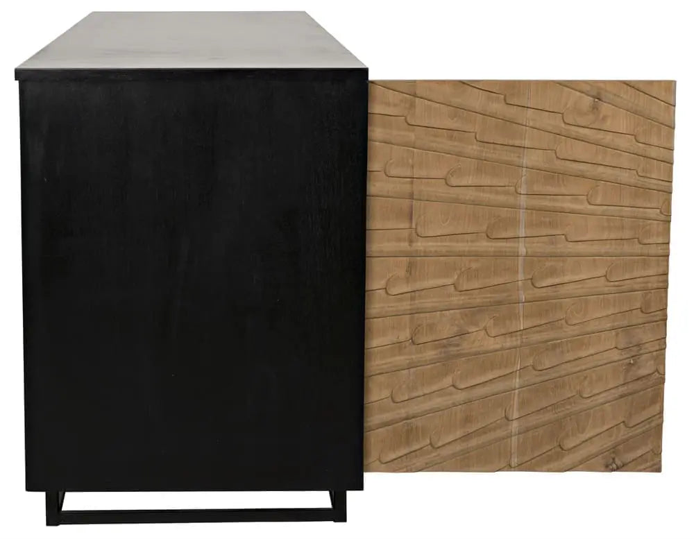 Noir Ra Sideboard, Hand Rubbed Black With Teak