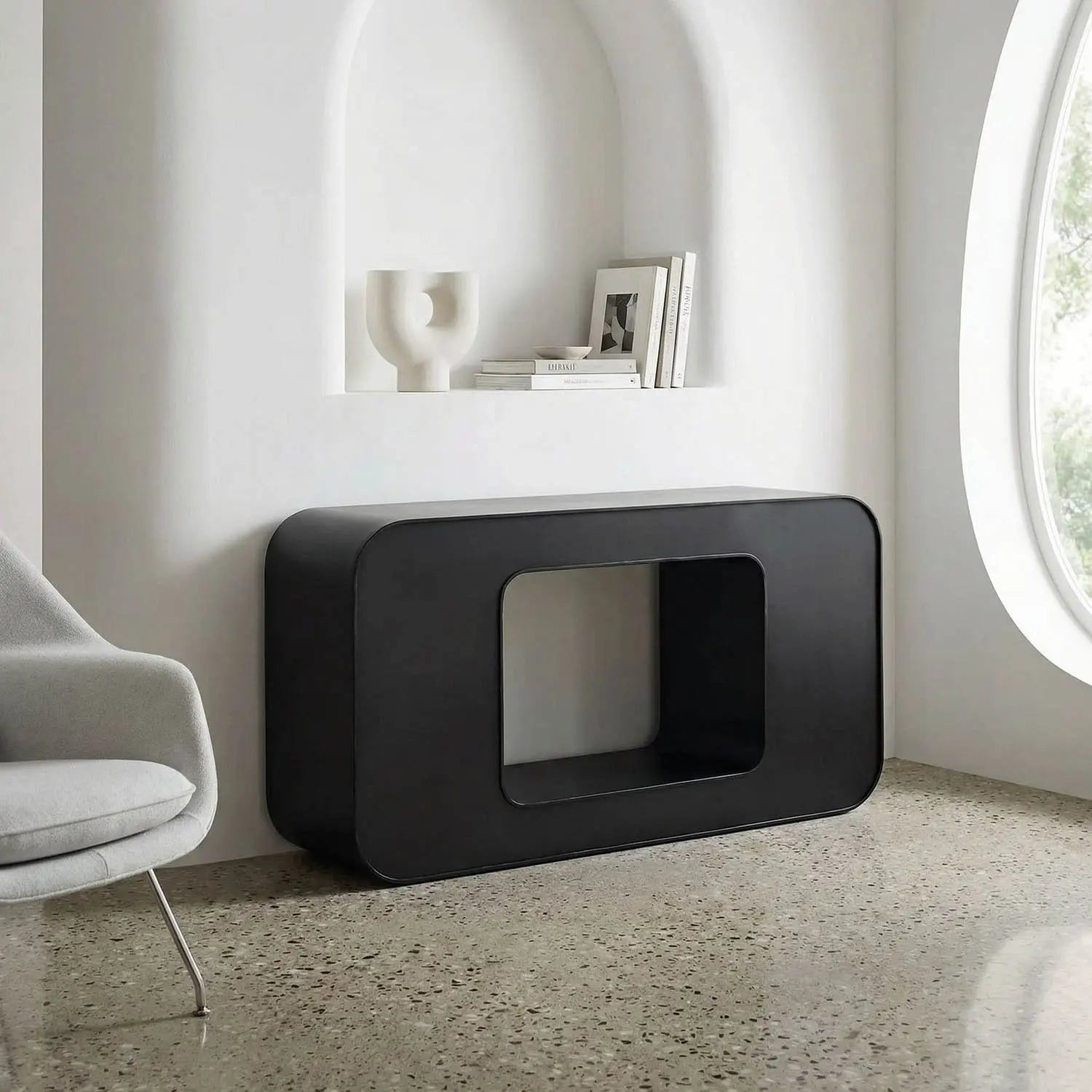 Noir Shylock Console, Black Steel