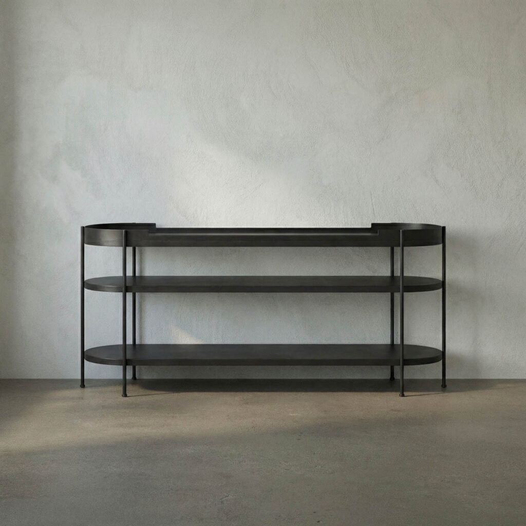 Noir Cassio Console, Black Steel