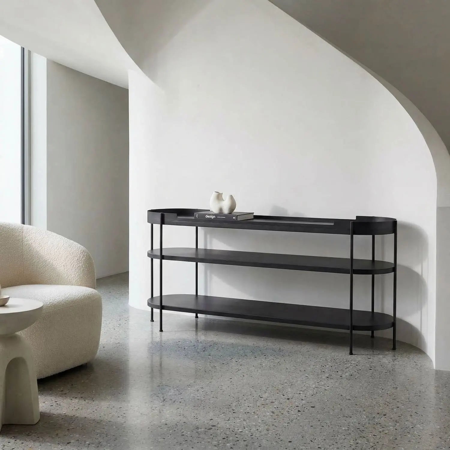 Noir Cassio Console, Black Steel