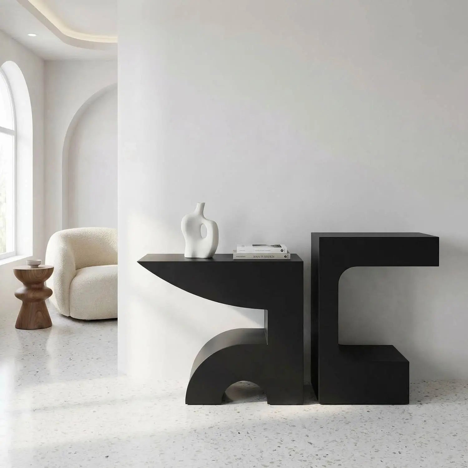 Noir Shiba Console, Black Steel