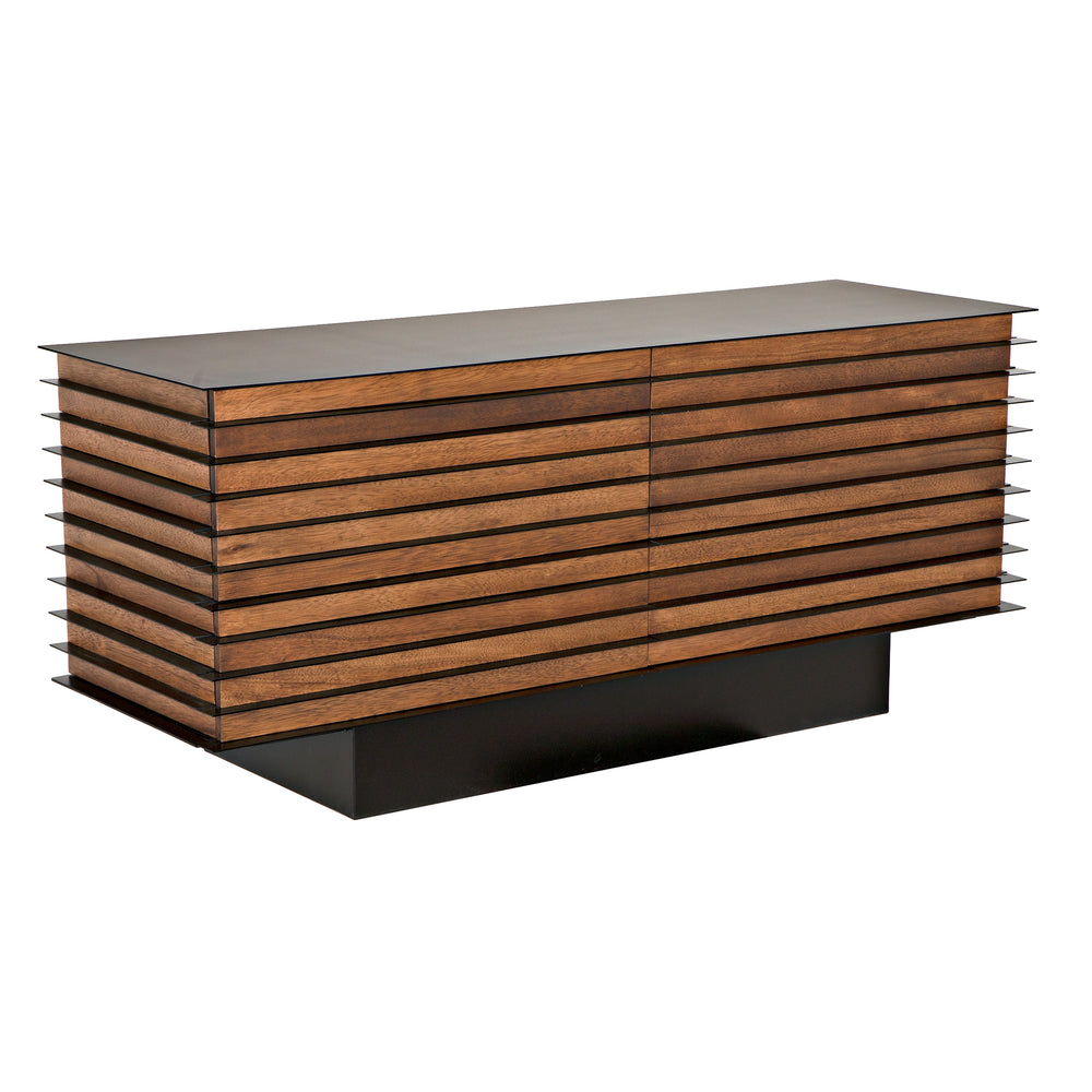 Noir Elevation Sideboard, Dark Walnut And Steel
