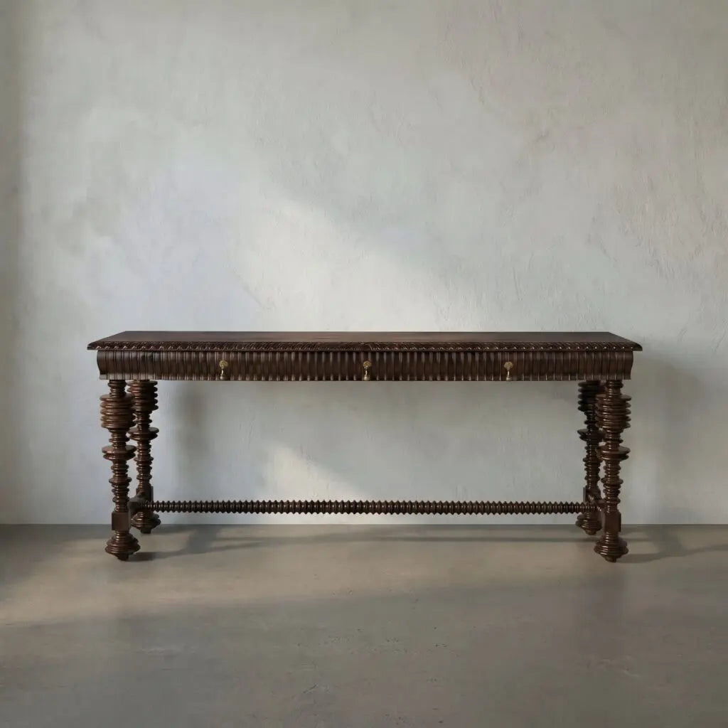 Noir Portuguese Console, Hand Rubbed Brown