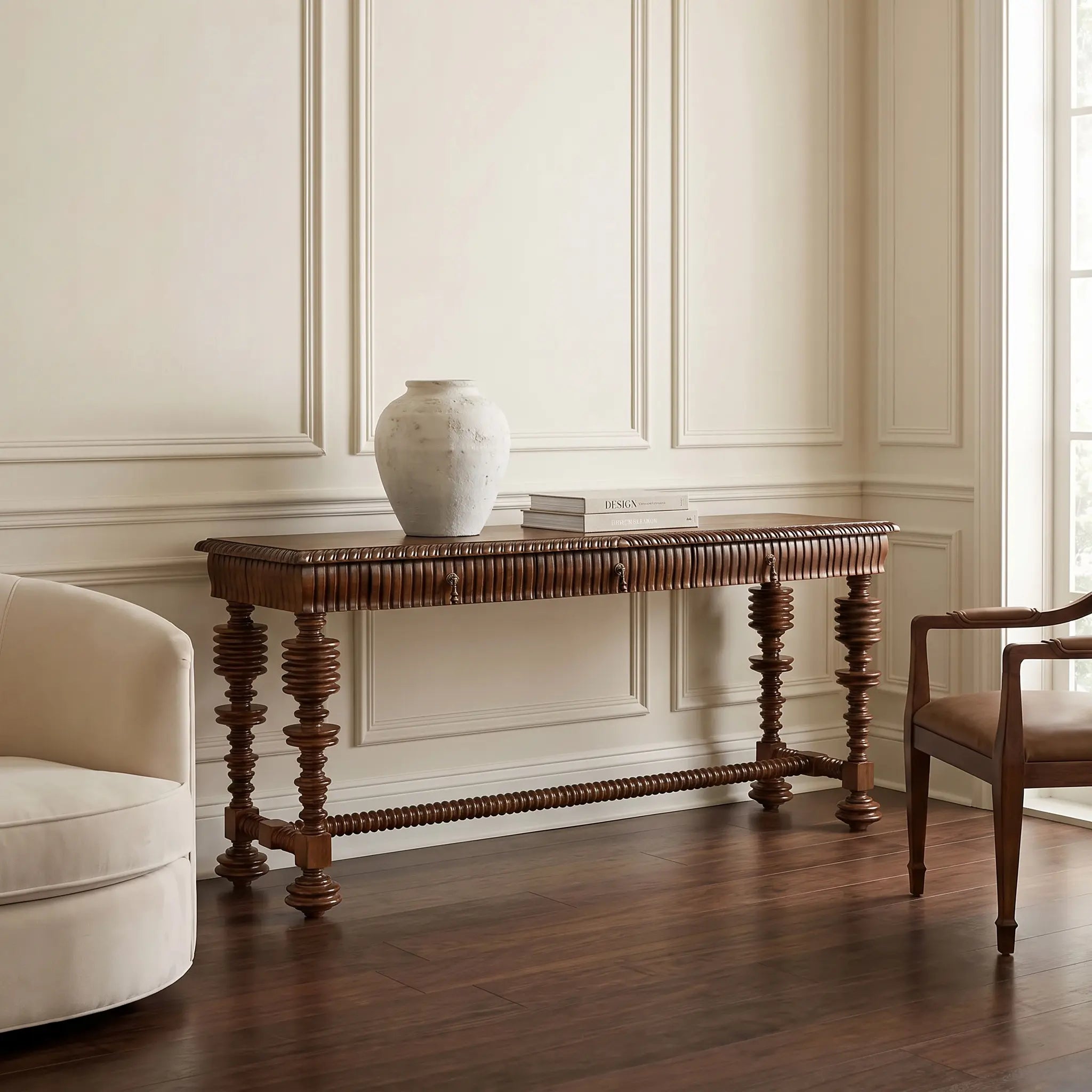 Noir Portuguese Console, Hand Rubbed Brown