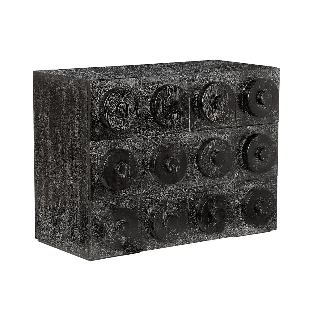 Noir Lego Sideboard With 3 Drawers, Black Walnut