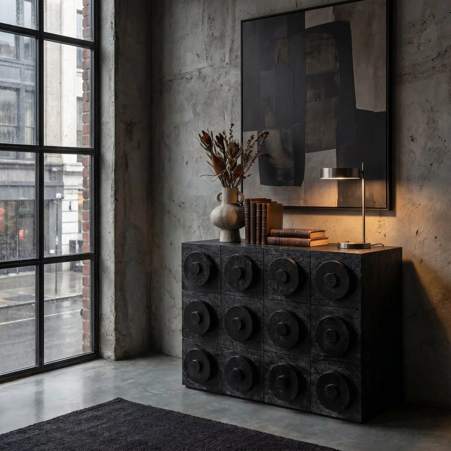 Noir Lego Sideboard With 3 Drawers, Black Walnut