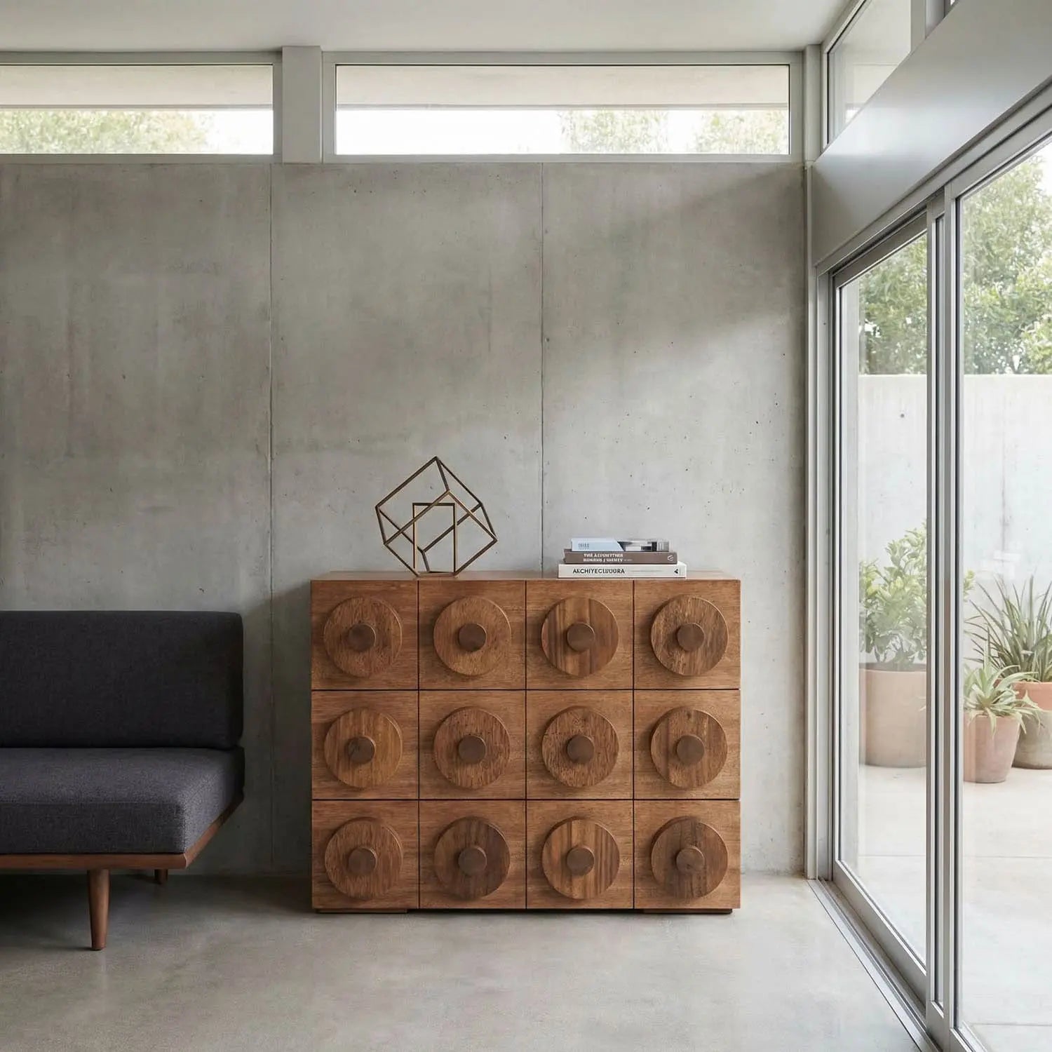 Noir Lego Sideboard With 3 Drawers, Dark Walnut