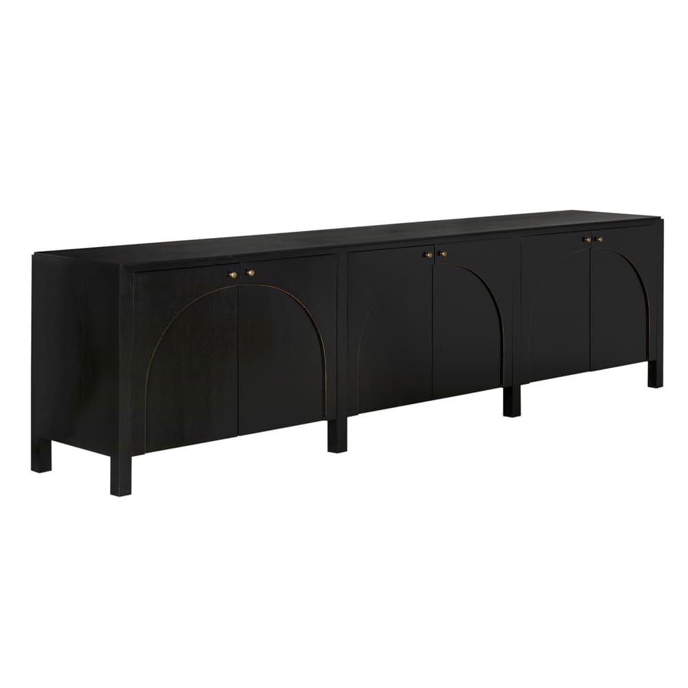 Noir Weston Sideboard, Hand Rubbed Black With Light Brown Trim