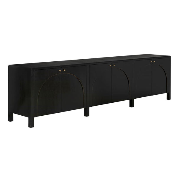 Noir Weston Sideboard, Hand Rubbed Black With Light Brown Trim