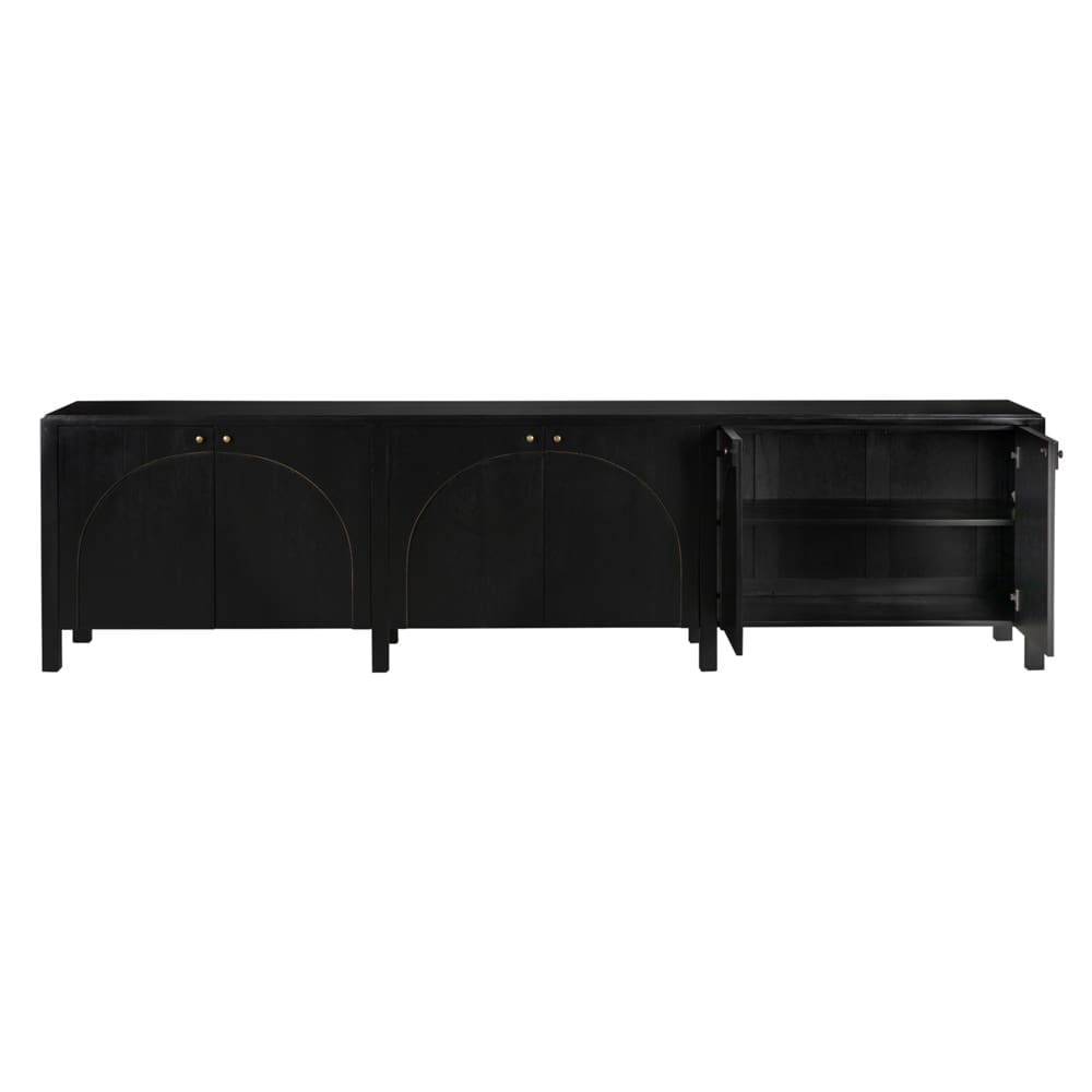 Noir Weston Sideboard, Hand Rubbed Black With Light Brown Trim