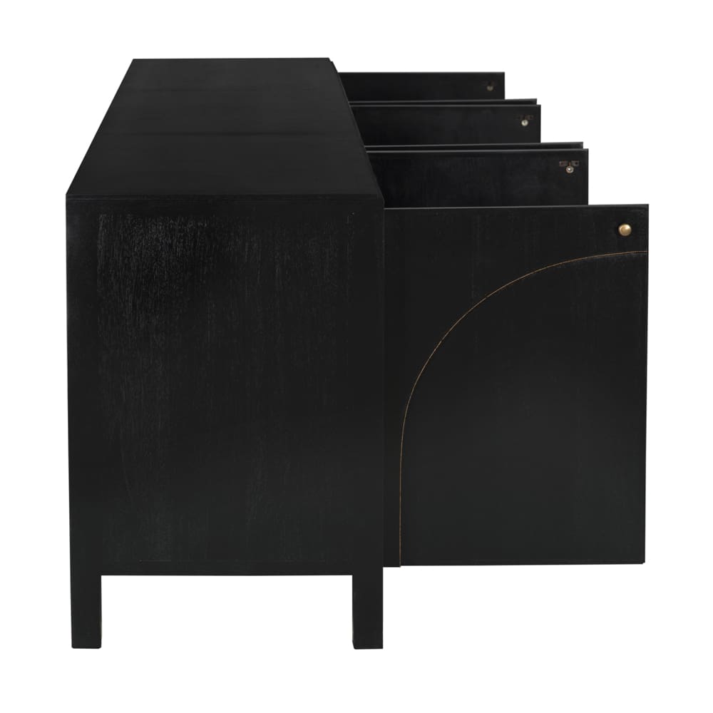 Noir Weston Sideboard, Hand Rubbed Black With Light Brown Trim
