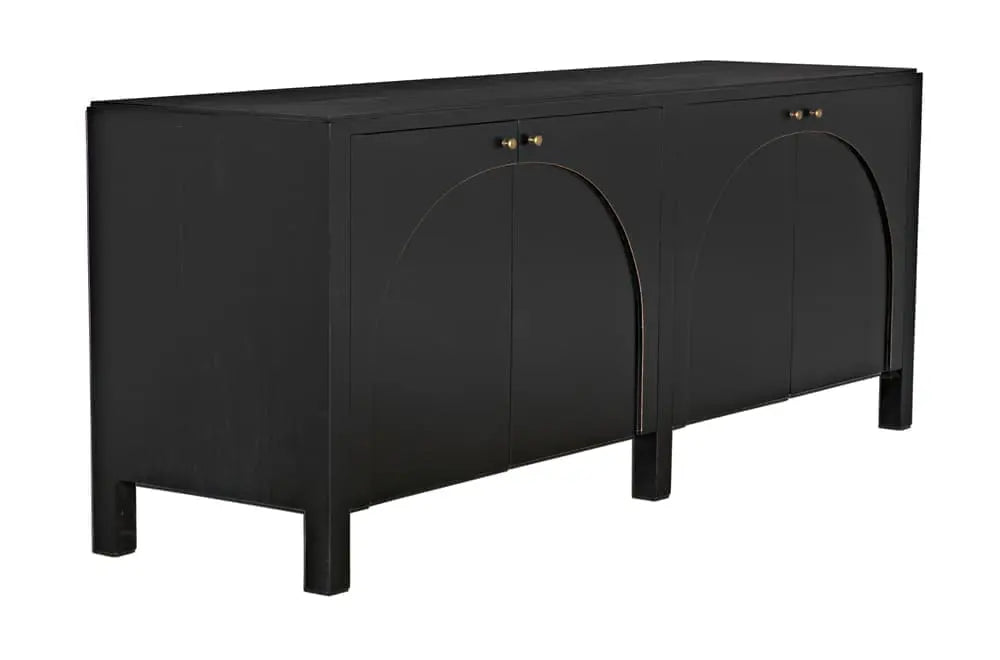Noir Weston Sideboard, Hand Rubbed Black With Light Brown Trim