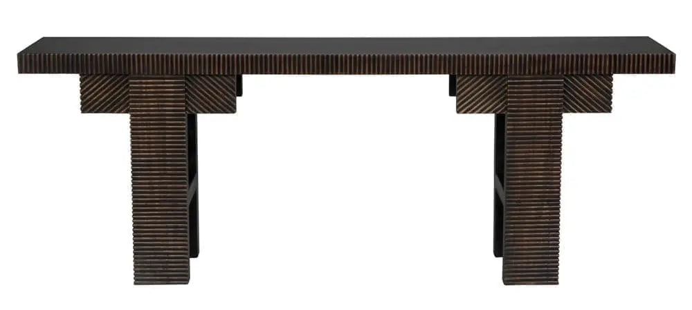 Noir Nabu Console, Hand Rubbed Black With Light Brown Trim