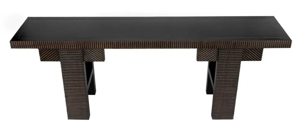 Noir Nabu Console, Hand Rubbed Black With Light Brown Trim