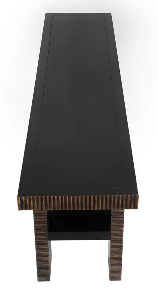Noir Nabu Console, Hand Rubbed Black With Light Brown Trim