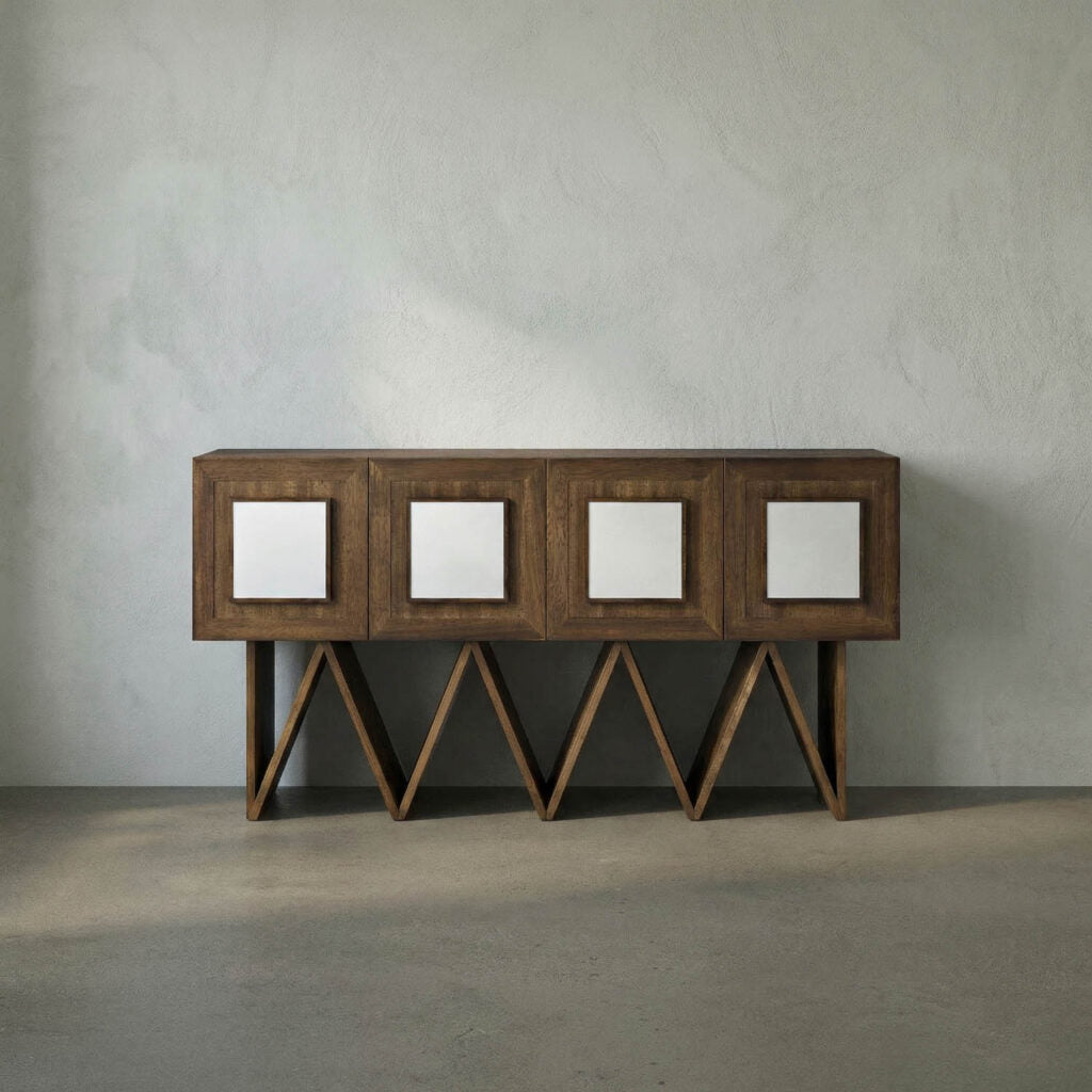 Noir Jean Michel Sideboard, Dark Walnut With Mirror