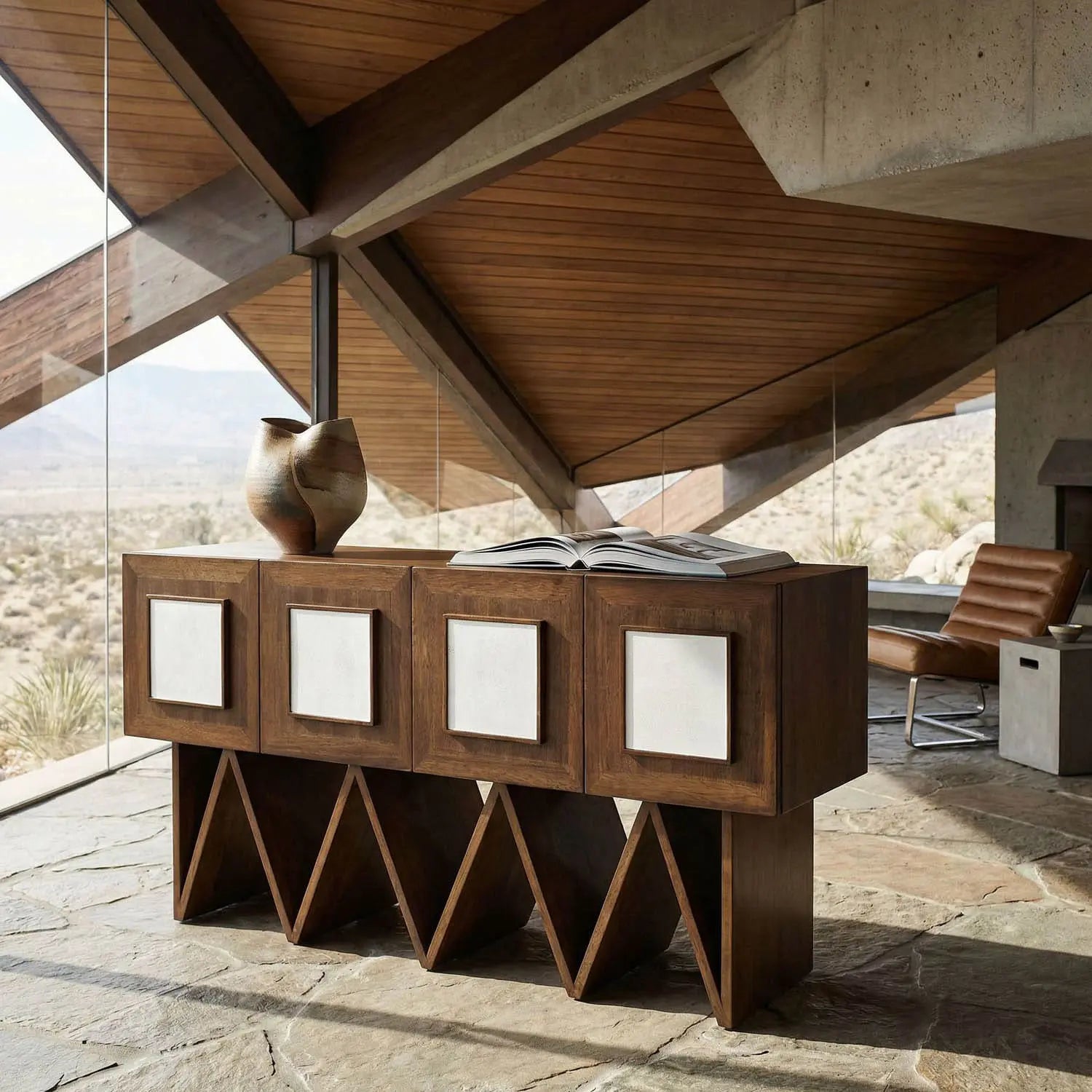 Noir Jean Michel Sideboard, Dark Walnut With Mirror
