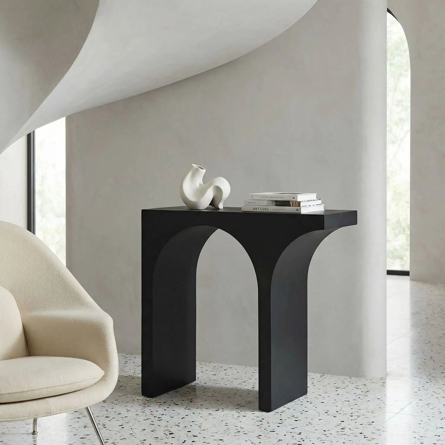 Noir Maximus Console/Side Table, Black Steel