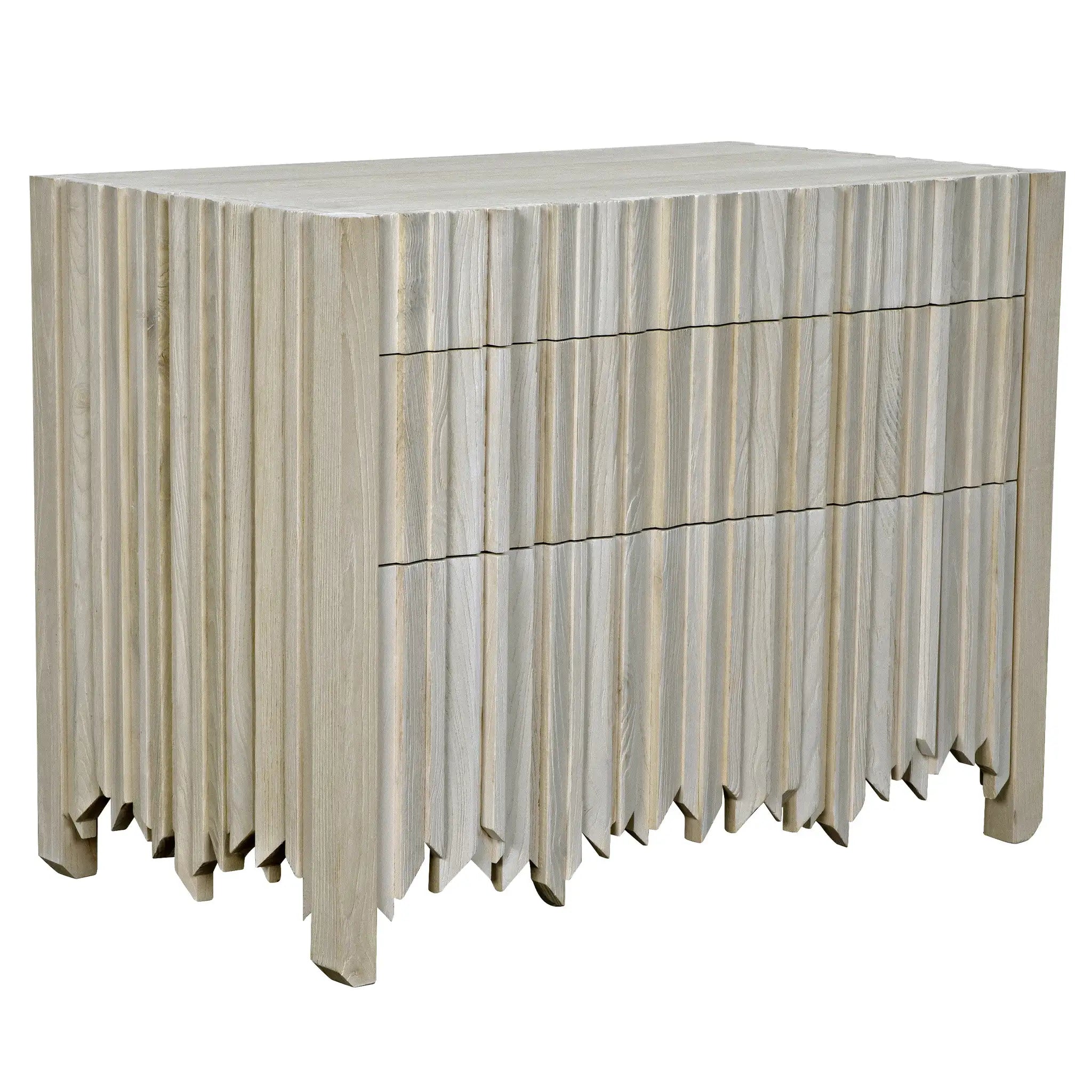 Noir Desdemona 3 Drawer Chest, Bleached Elm