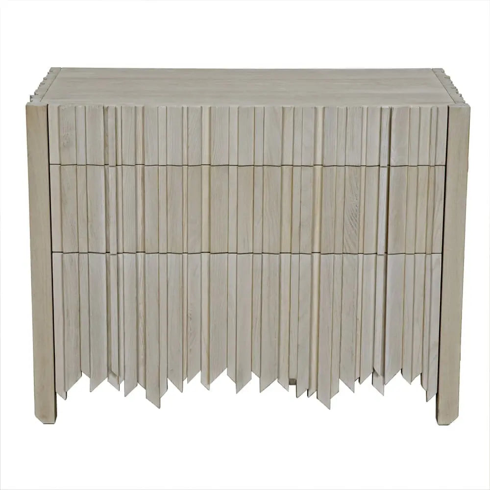 Noir Desdemona 3 Drawer Chest, Bleached Elm