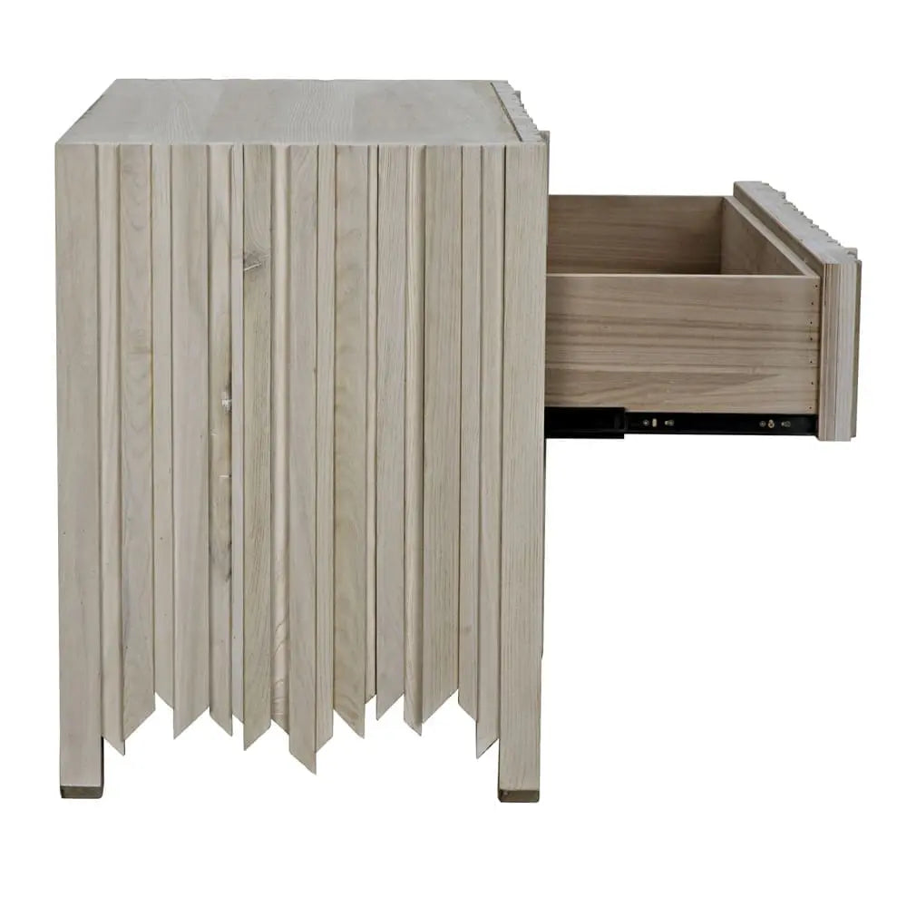 Noir Desdemona 3 Drawer Chest, Bleached Elm