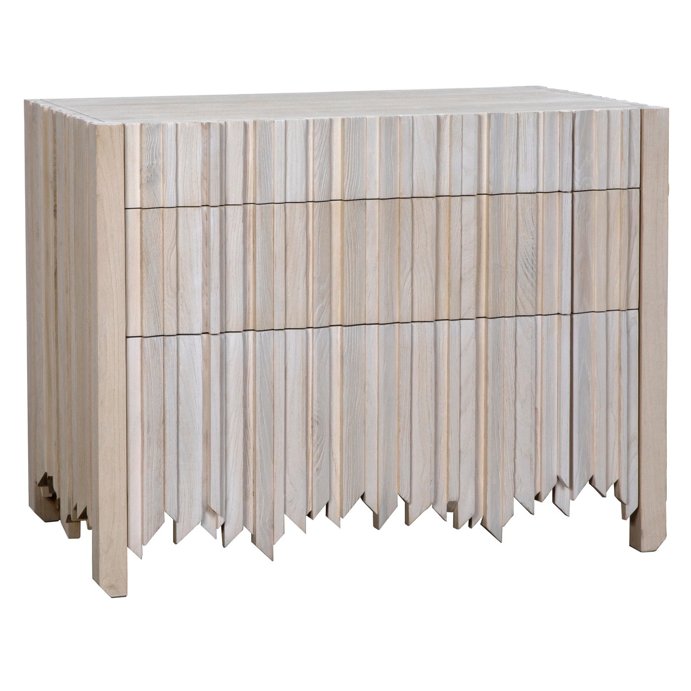 Noir Desdemona 3 Drawer Chest, Bleached Elm