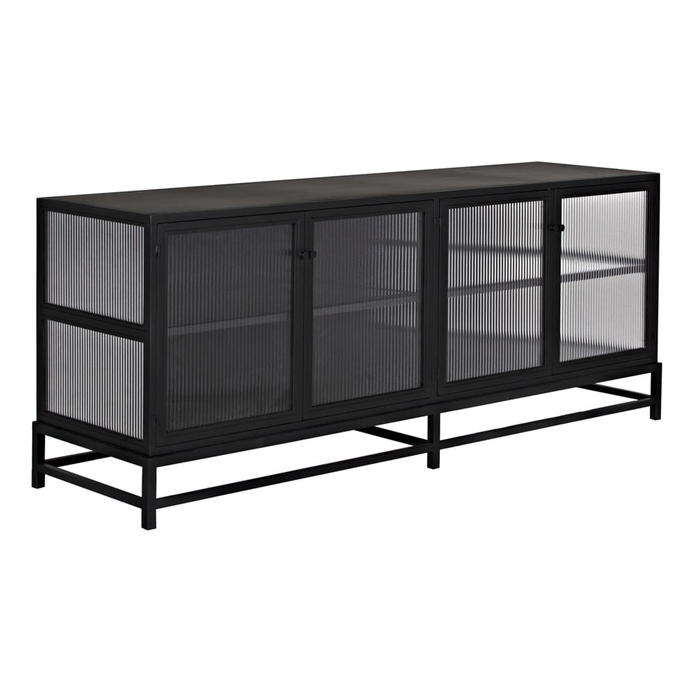 Noir Chandler 4 Door Sideboard, Black Steel