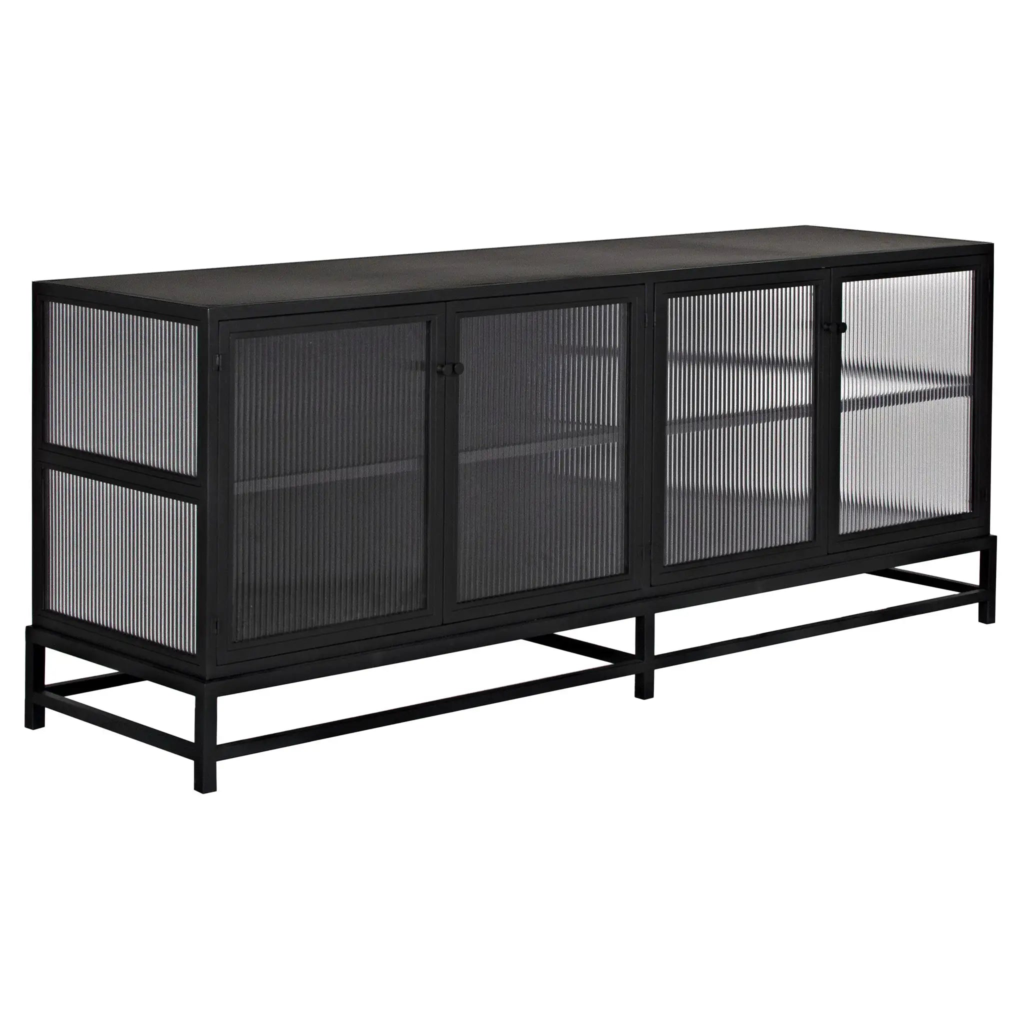 Noir Chandler 4 Door Sideboard, Black Steel