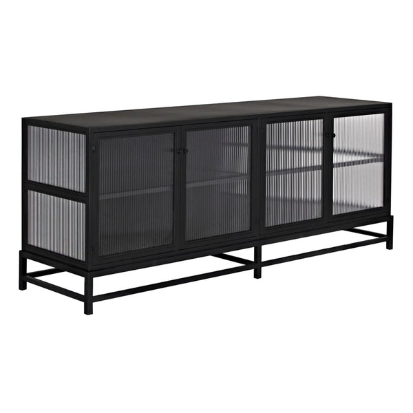Noir Chandler 4 Door Sideboard, Black Steel