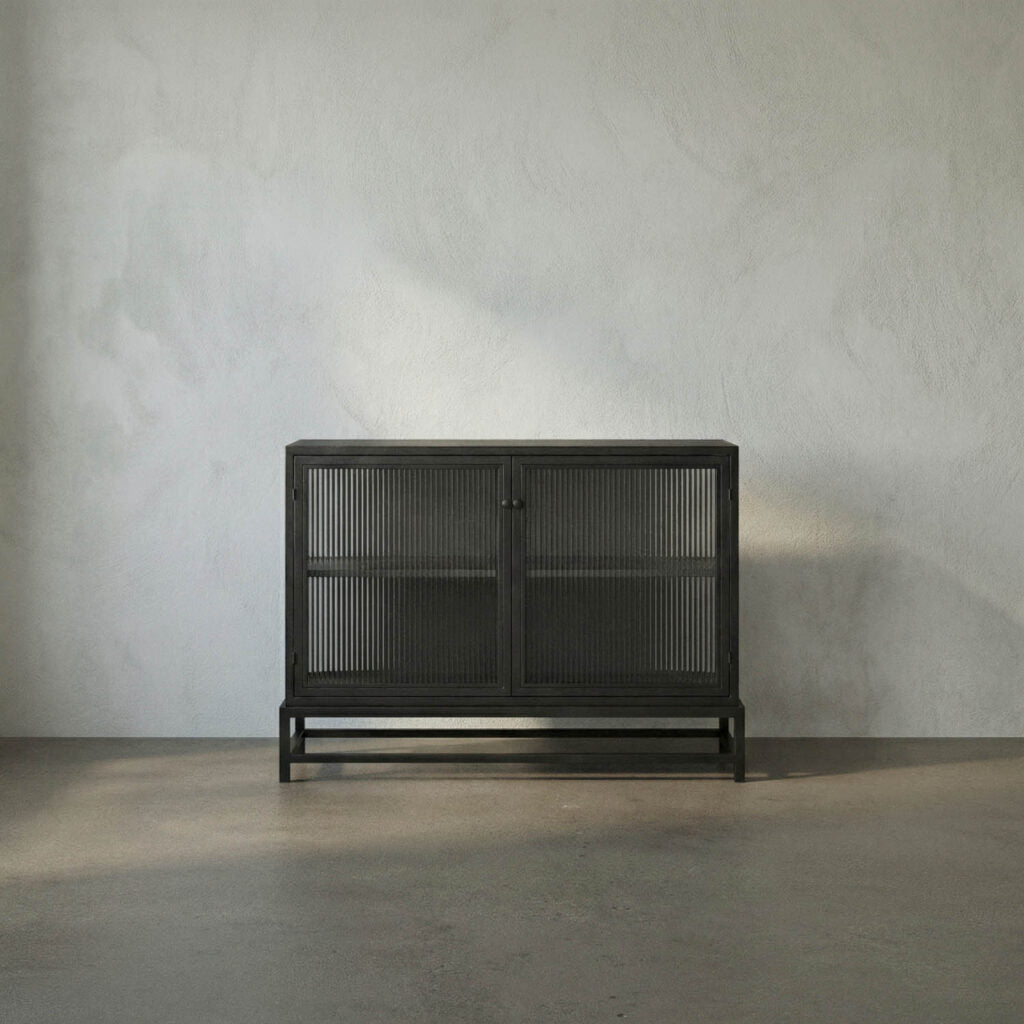 Noir Chandler 2 Door Sideboard, Black Steel