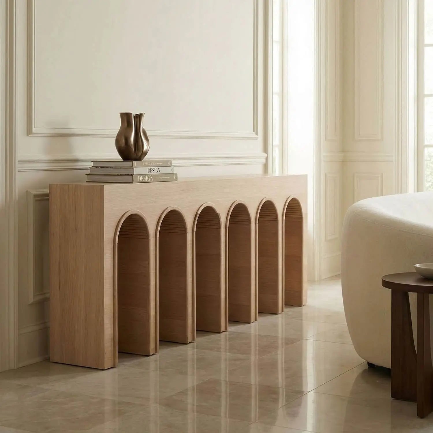 Noir Enzo Console, White Oak