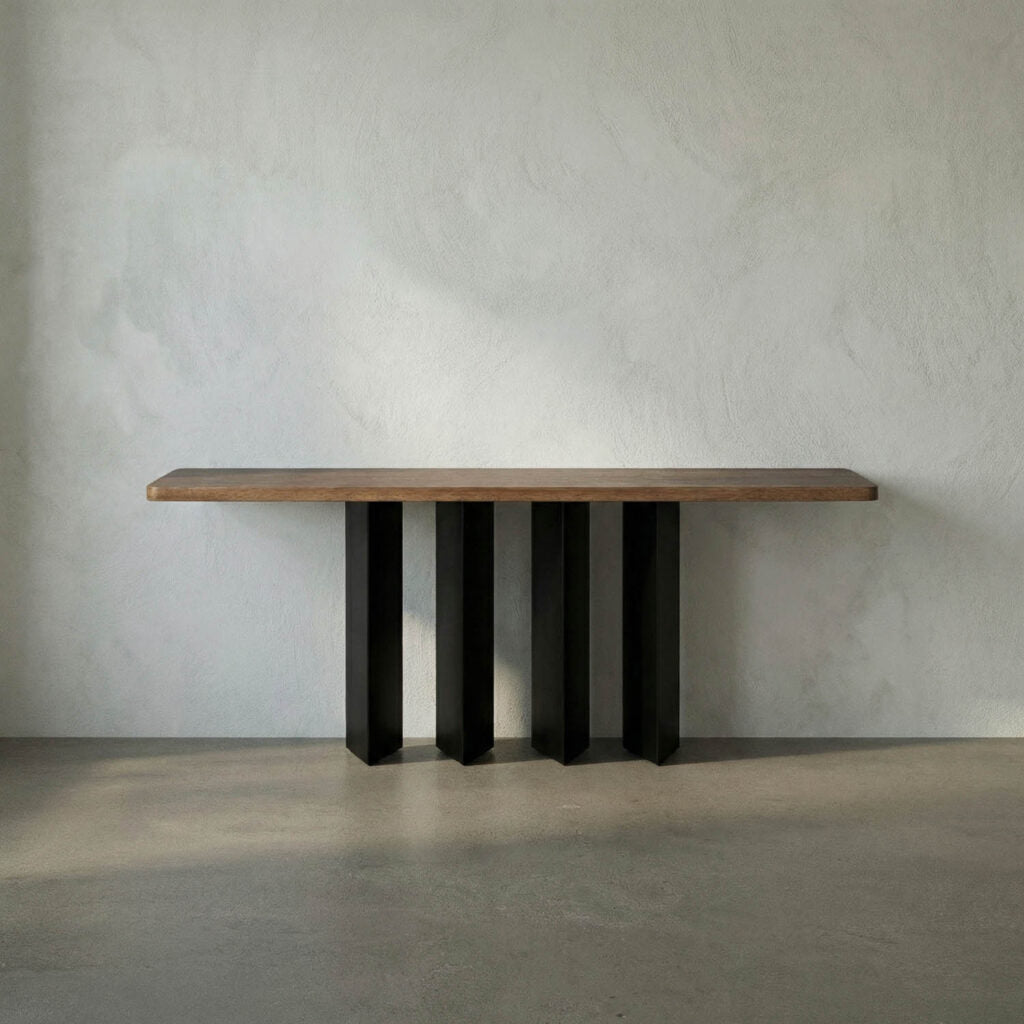 Noir Delta Console with Metal Base