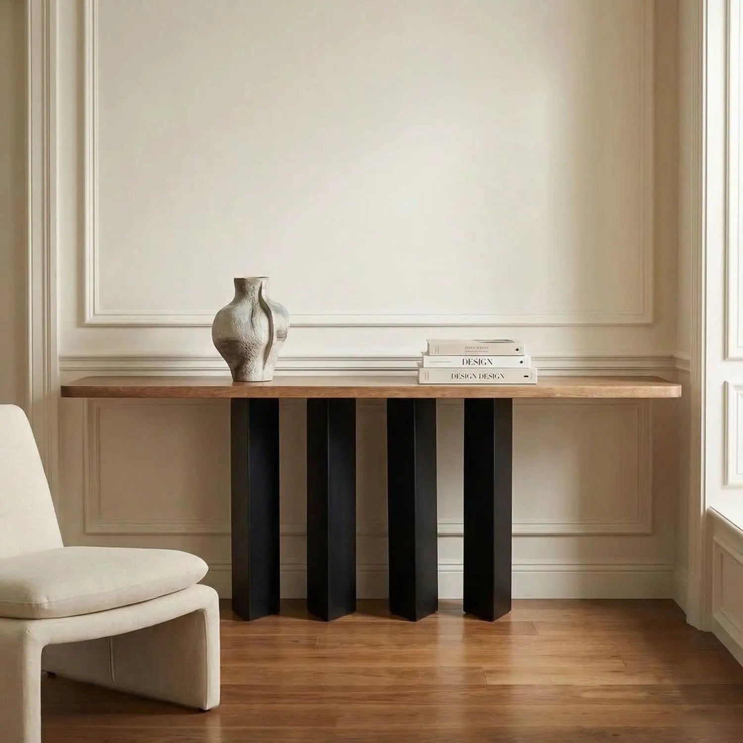 Noir Delta Console with Metal Base