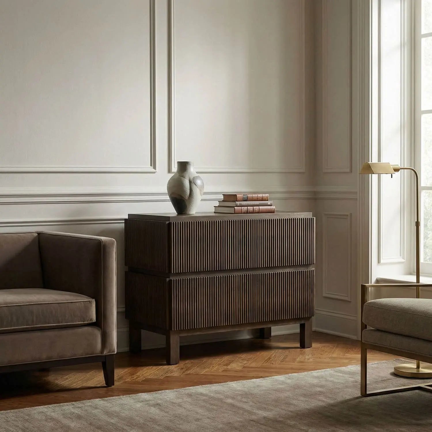 Noir Plato Sideboard, Greige Walnut