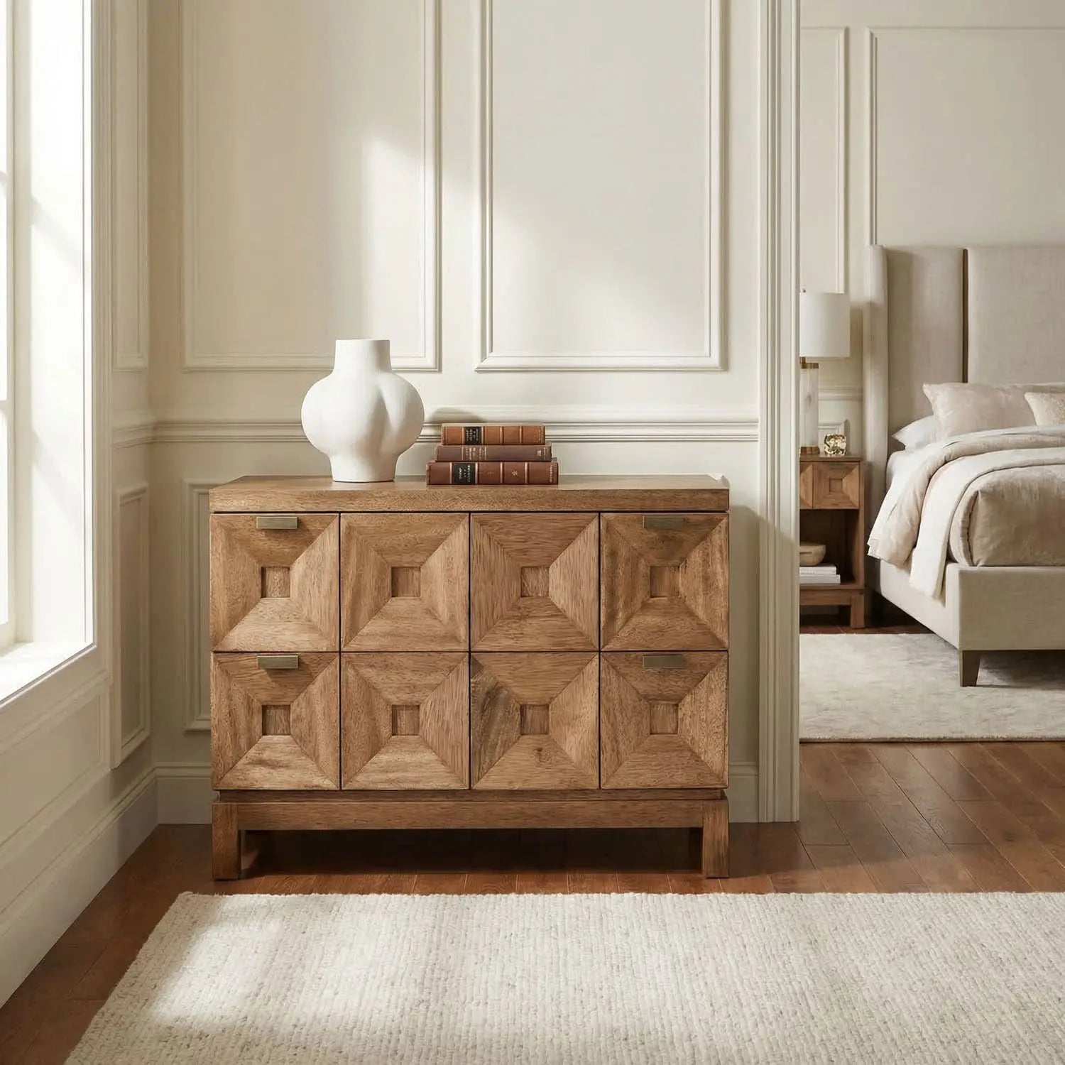 Noir Musashi 2 Drawer, Large, Dark Walnut