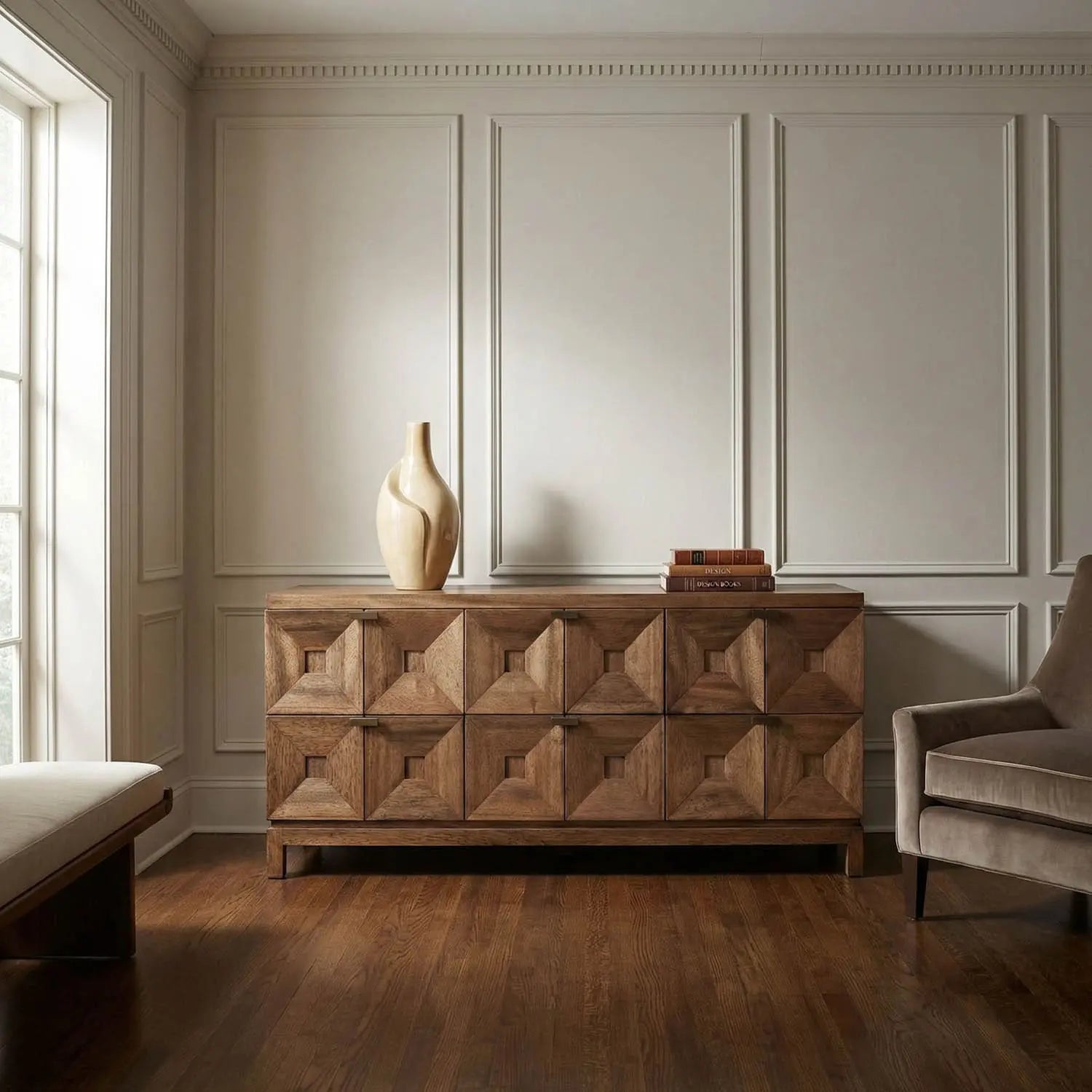 Noir Musashi 6 Drawer, Dark Walnut