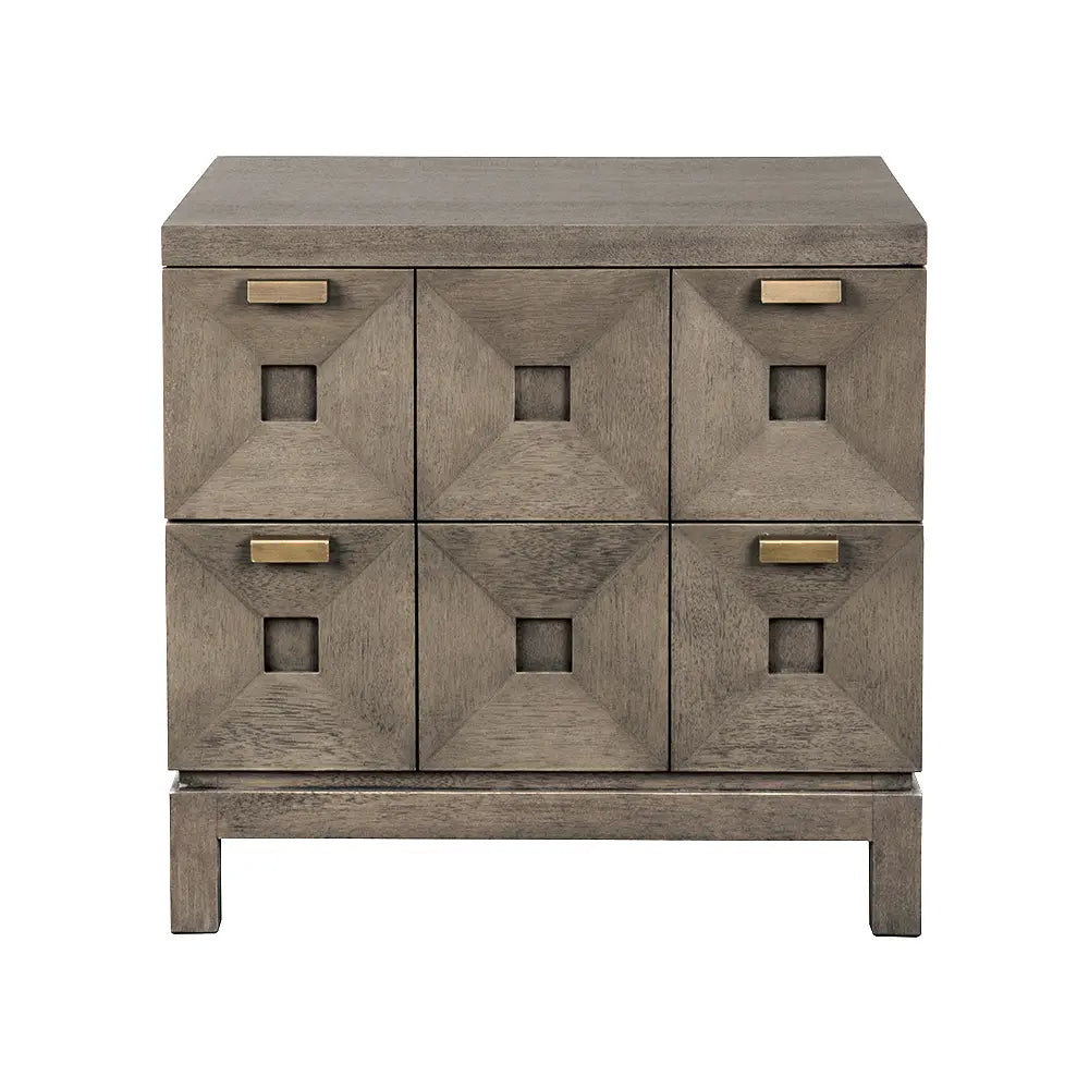 Noir Musashi 2 Drawer, Small, Greige Walnut